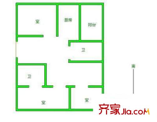 琥珀南村 3室 戶型圖