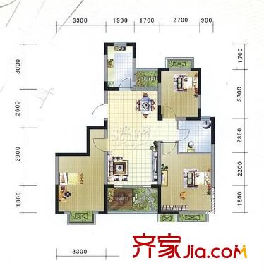漕沖花園 3室 戶型圖