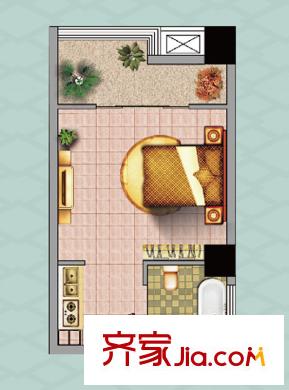 明發(fā)商業(yè)廣場4-19層迷你先生公寓戶型 1室1衛(wèi)1廚