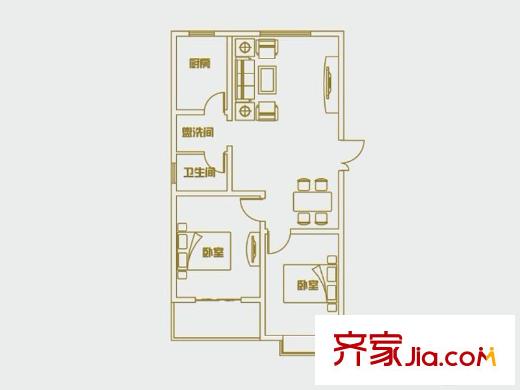 金輝中央美域 2室 戶型圖