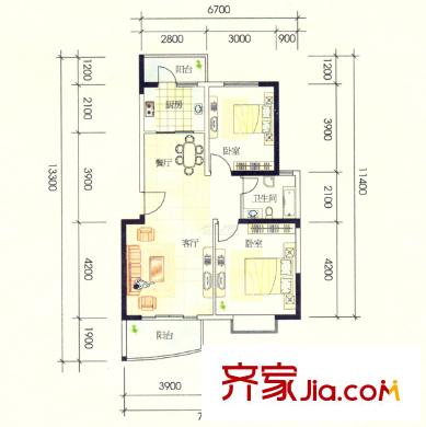云濱花園 2室 戶型圖
