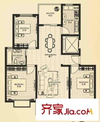 云濱花園C2 116.68平方米 3室2廳1廚1衛(wèi)