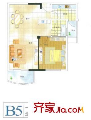 云濱花園 1室 戶型圖