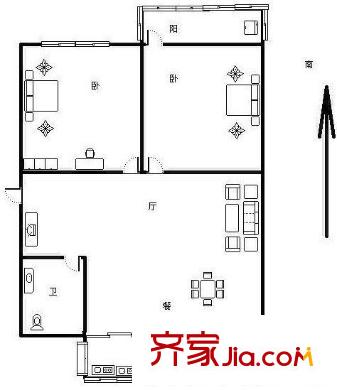 四泉花園 2室 戶型圖