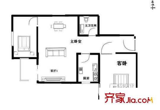 國(guó)安家園 2室 戶型圖