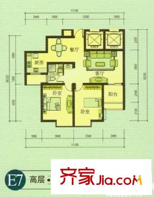 花沖苑 2室 戶型圖