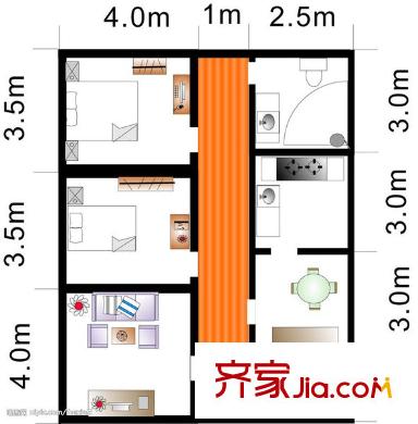 站塘新村 2室 戶型圖