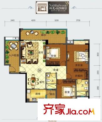 珠光花園 3室 戶型圖