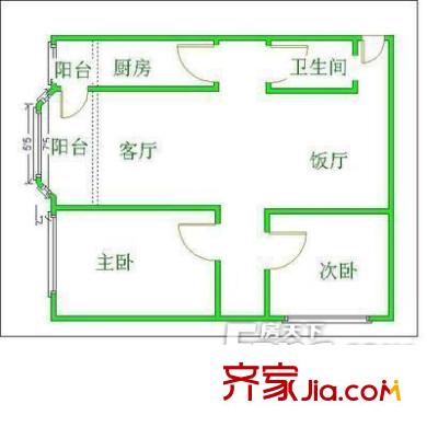 珠光花園 2室 戶型圖