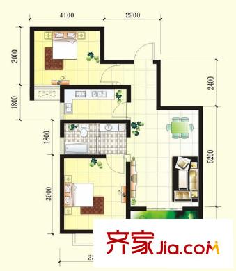康城靜林灣戶型圖戶型02和戶型03 2室2廳1衛(wèi)1廚