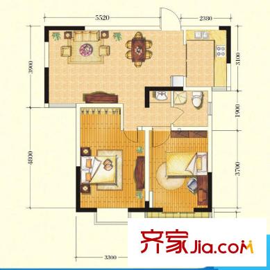 康城靜林灣 2室 戶型圖