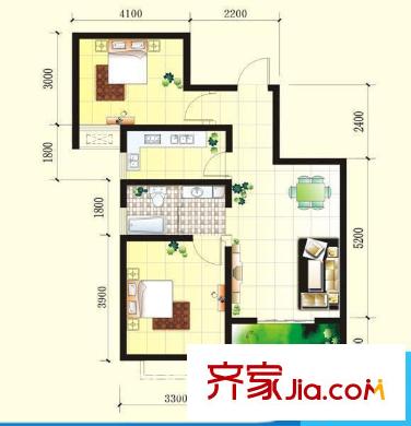 康城靜林灣 2室 戶型圖