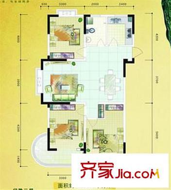 北美印象戶型圖9#K戶型123 3室2廳1衛(wèi)1廚