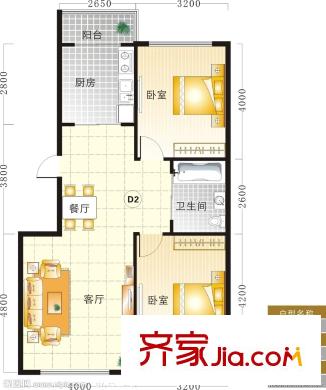 站塘新村 2室 戶型圖