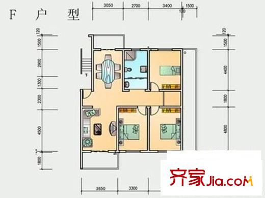 珠光花園 3室 戶型圖
