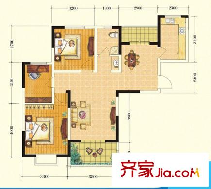 康城靜林灣 3室 戶型圖