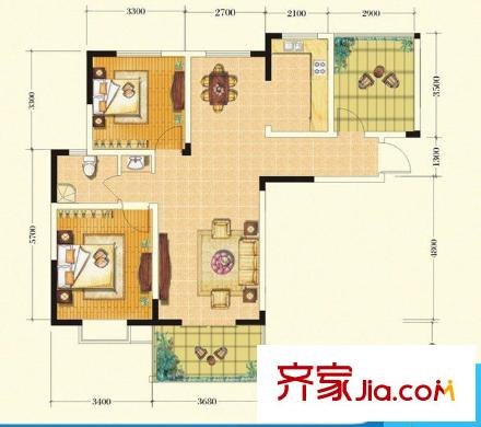 康城靜林灣 2室 戶型圖