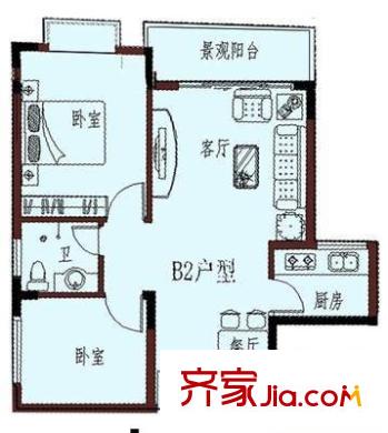 鳳凰城君天下 2室 戶型圖