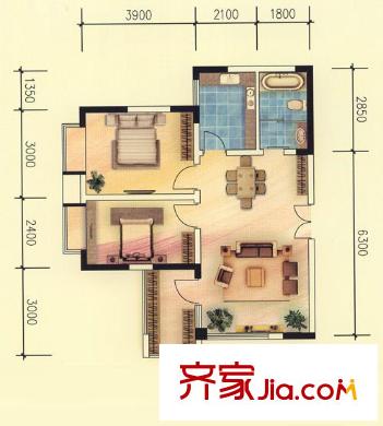 南屏公館 2室 戶型圖