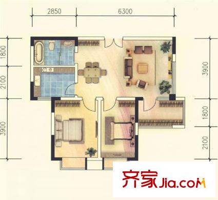 南屏公館 2室 戶型圖