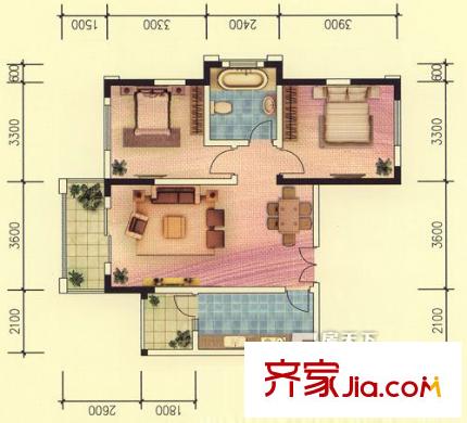 南屏公館 2室 戶型圖