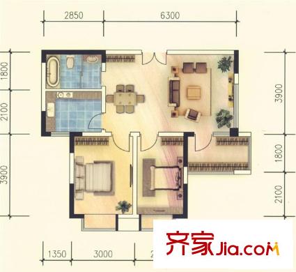 南屏公館戶型圖青年陣地兩室兩廳83.37-86.35 2室2廳1衛(wèi)1廚