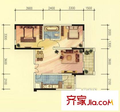 南屏公館 2室 戶型圖