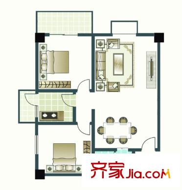 人民巷北樓 2室 戶型圖