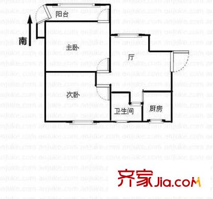 美湖小區(qū) 2室 戶型圖