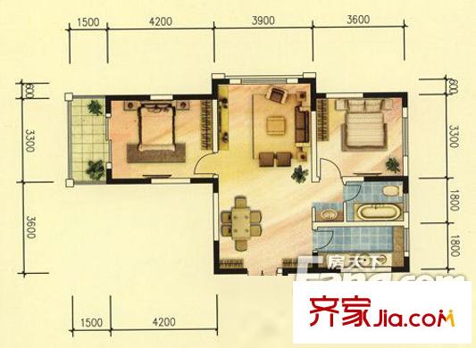 南屏公館 2室 戶型圖