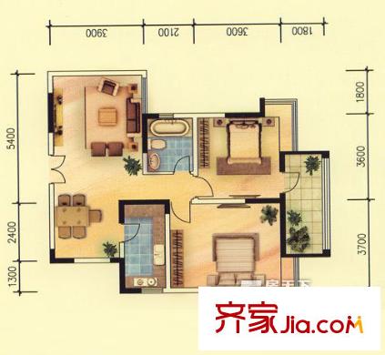 南屏公館 2室 戶型圖