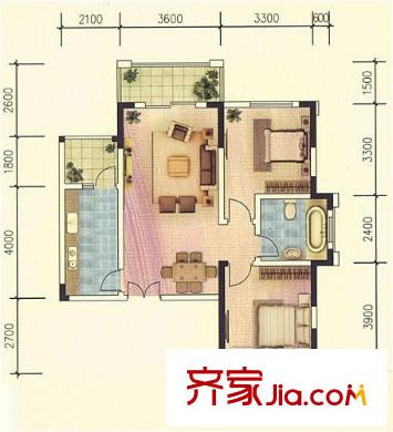 南屏公館 2室 戶型圖