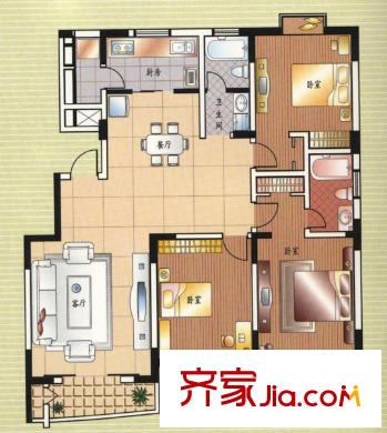 繽紛南國(guó) 3室 戶型圖