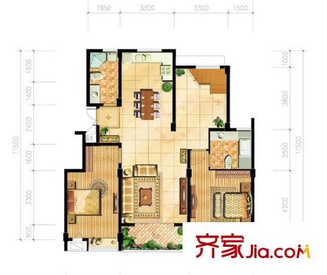 人民巷北樓 2室 戶型圖