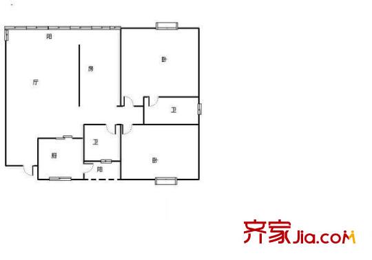 東湖山莊碧云閣 3室 戶型圖