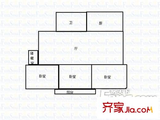 外貿(mào)一區(qū) 3室 戶型圖