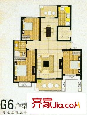 景榮花園戶型圖景榮城市之光 3室 戶型圖 3室2廳1衛(wèi)1廚