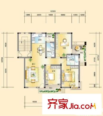 上城國際丁香苑 3室 戶型圖