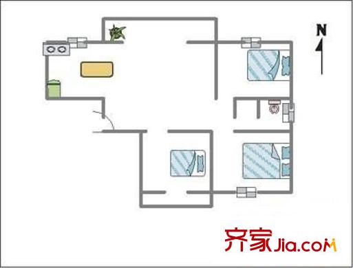 瑤東北村 2室 戶型圖