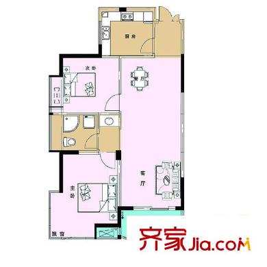 御琴灣戶型圖06戶型 2室2廳1衛(wèi)1廚