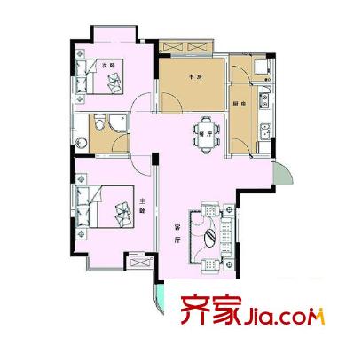 御琴灣戶型圖03戶型 3室2廳1衛(wèi)1廚