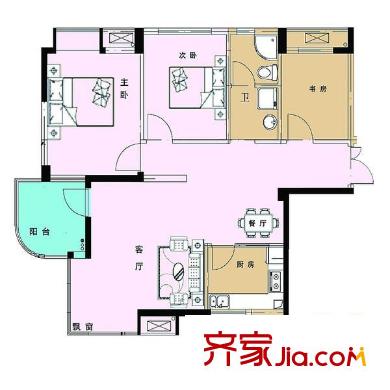 御琴灣戶型圖07戶型 3室2廳1衛(wèi)1廚
