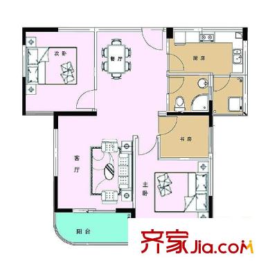 御琴灣戶型圖02戶型 3室2廳1衛(wèi)1廚