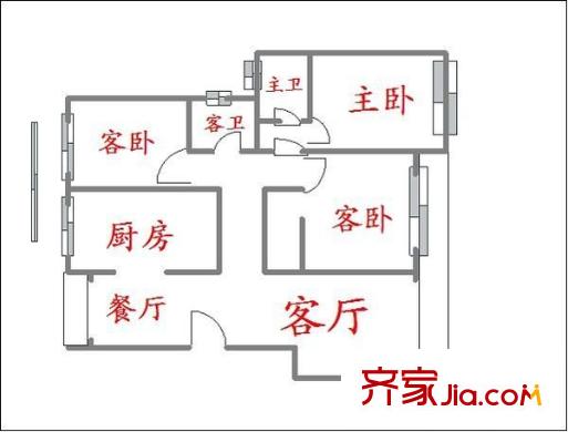 新都會聯(lián)邦花園 3室 戶型圖