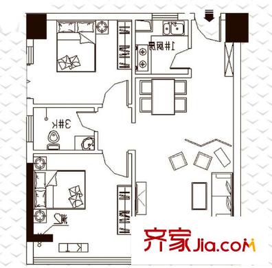 鼎好家銀河灣花園 2室 戶型圖
