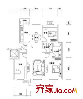安居苑西村 3室 戶型圖