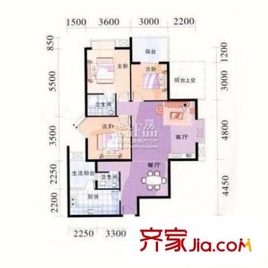 元一美邦國際 3室 戶型圖