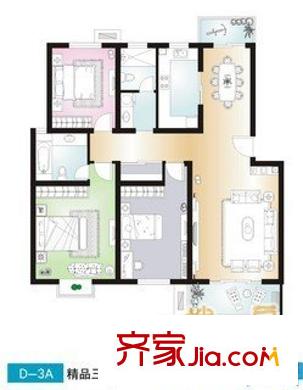 安居苑西村 3室 戶型圖