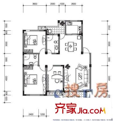 安居苑西村 3室 戶(hù)型圖