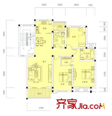 安居苑西村 3室 戶型圖